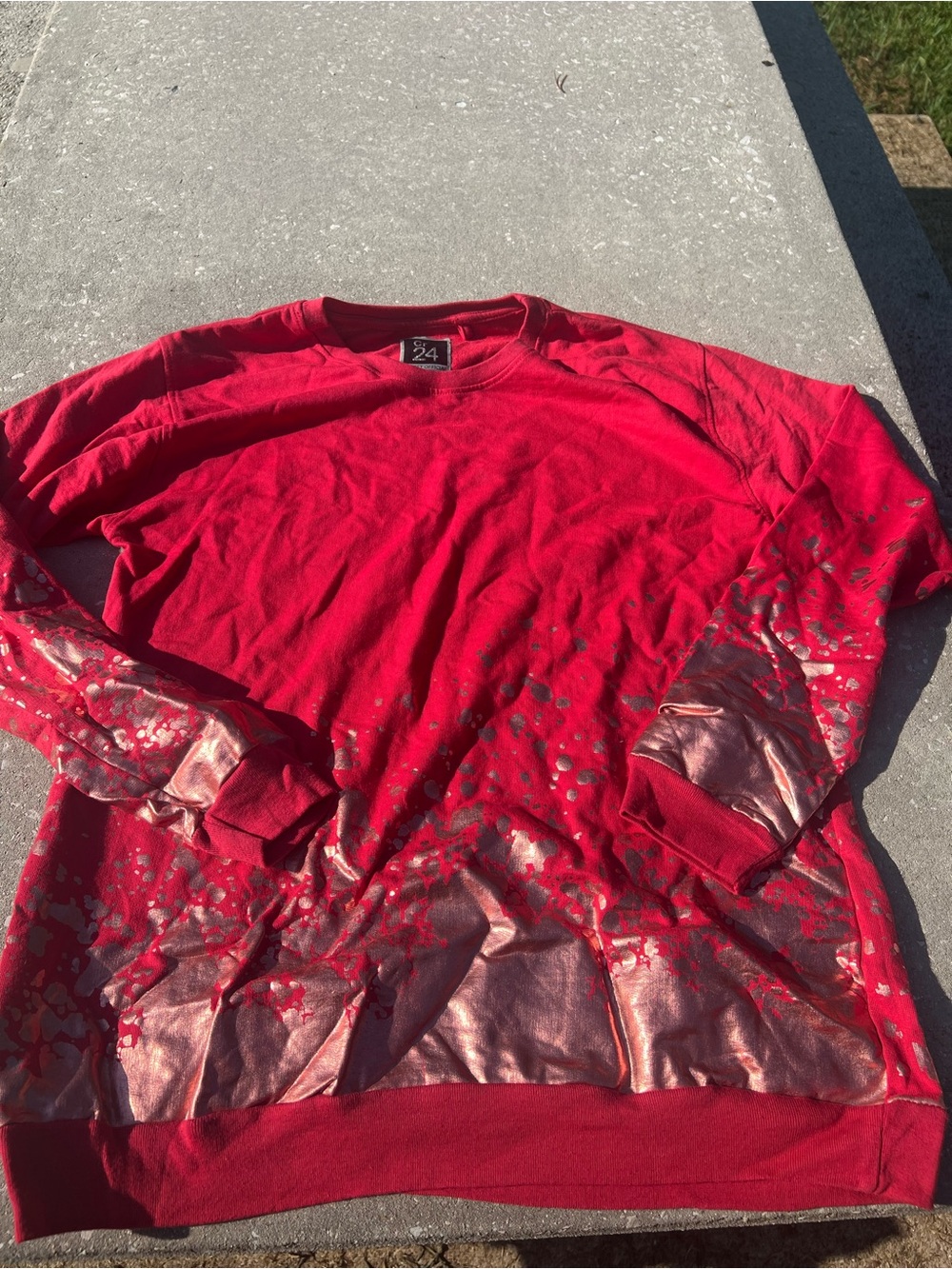 Vintage Y2K Street Official Red Sweatshirt with Metallic Splatters Size XXL